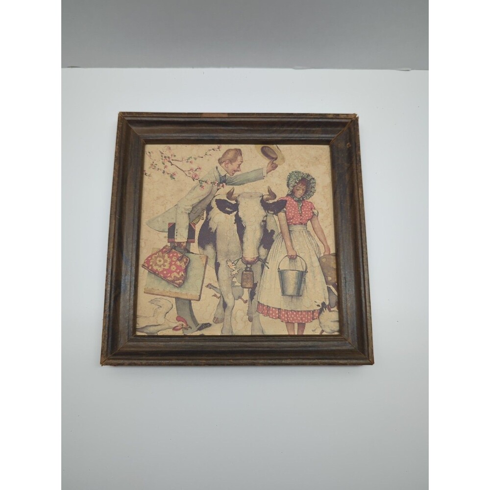 Vintage Norman Rockwell Traveling Salesman Picture In Frame